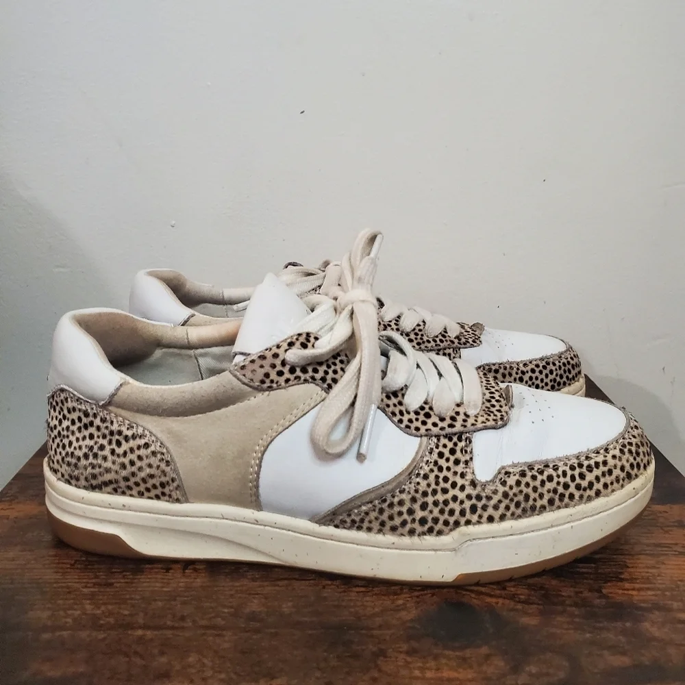 Madewell Court Sneakers Spotted Calf Hair Size 8 Sand Beige